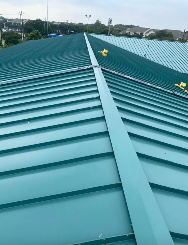 Green commercial metal roof ridge and valley for Metal Roof Repair in Hapeville